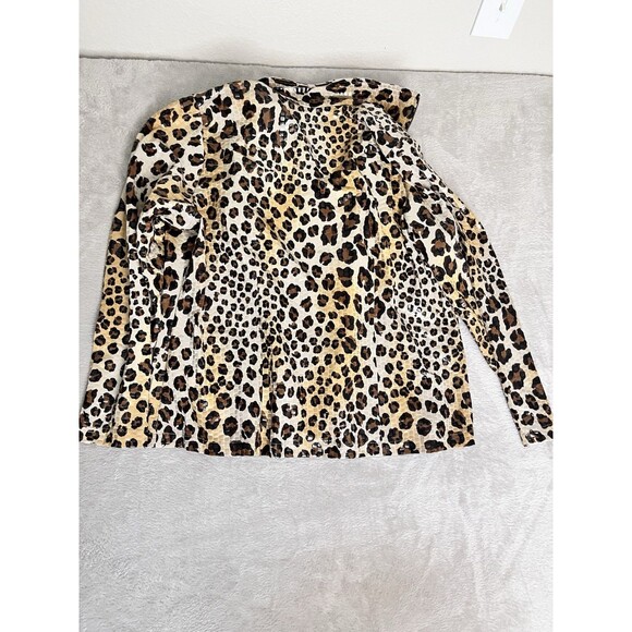 Exclusively Misook Leopard Print Zip Up Jacket Sparkle Paillette Size L - Picture 8 of 9